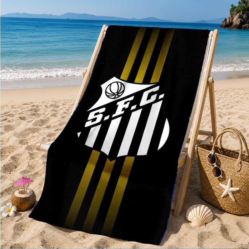 Fc Crest Design Printed Microfiber Beach Towel, Soft And Absorbent, Quick-Dry, Ideal for Summer Travel, Beach Essential, Swimming Pool