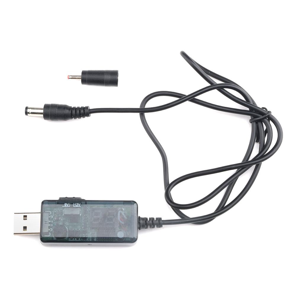USB 5V to 9V/12V Router Optical Cat Boost Cable 5.5*2.1MM DC Port 1 Drag 2 Original Chip Digital Display UPS Charging Cable