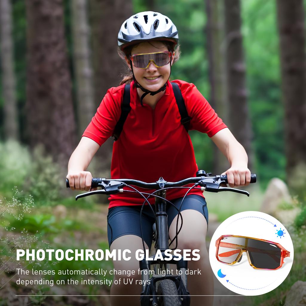Children Riding Glasses UV400 MTB Road Bike Cycling Pochromic Sunglasses Bicycle Outdoor Sports Running Eyewear
