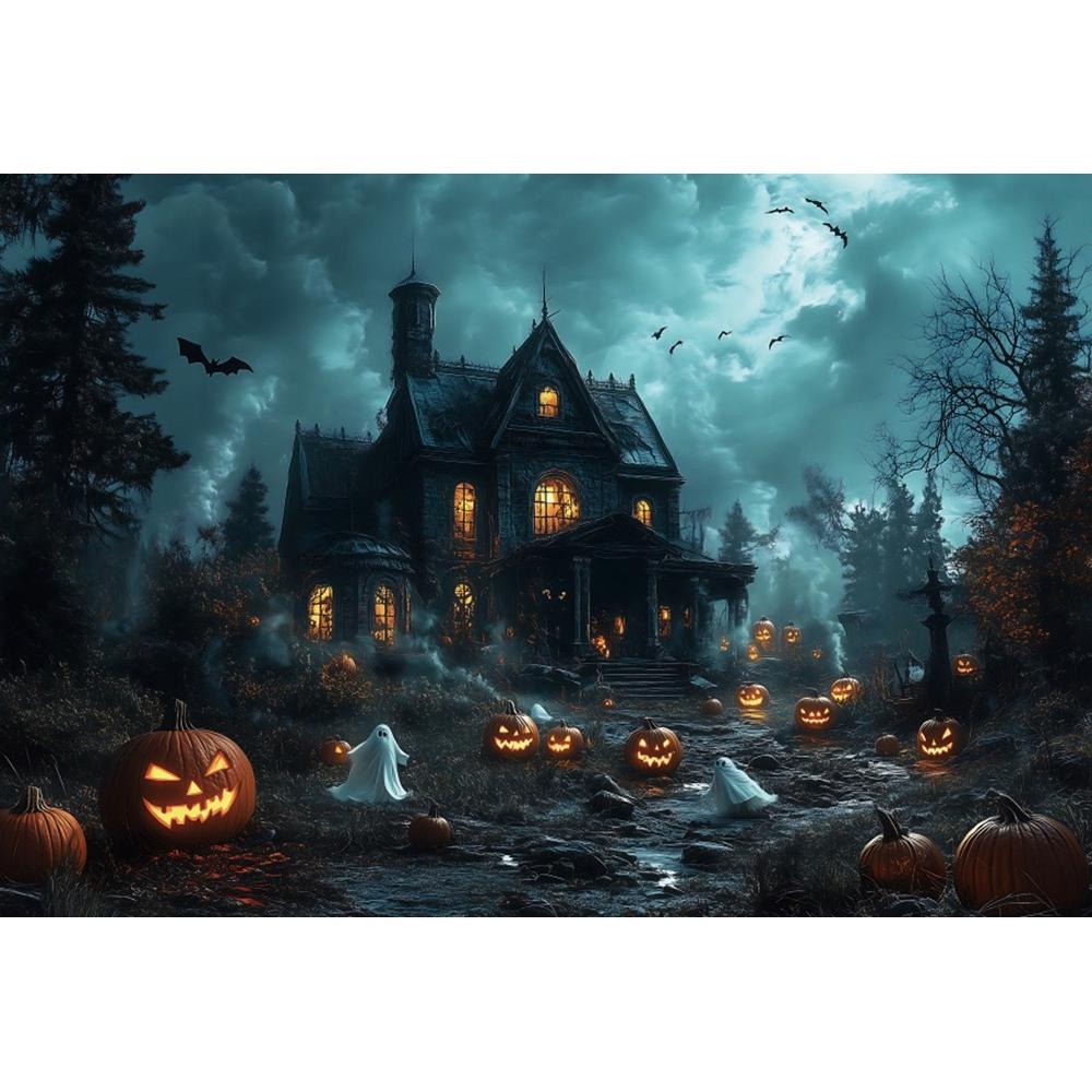Yeele Fotografie Hintergrund Halloween Horror Mondnacht Gelber Ahornwald Kürbis Laternen Kinder Erwachsene Party Dekoration Kulisse