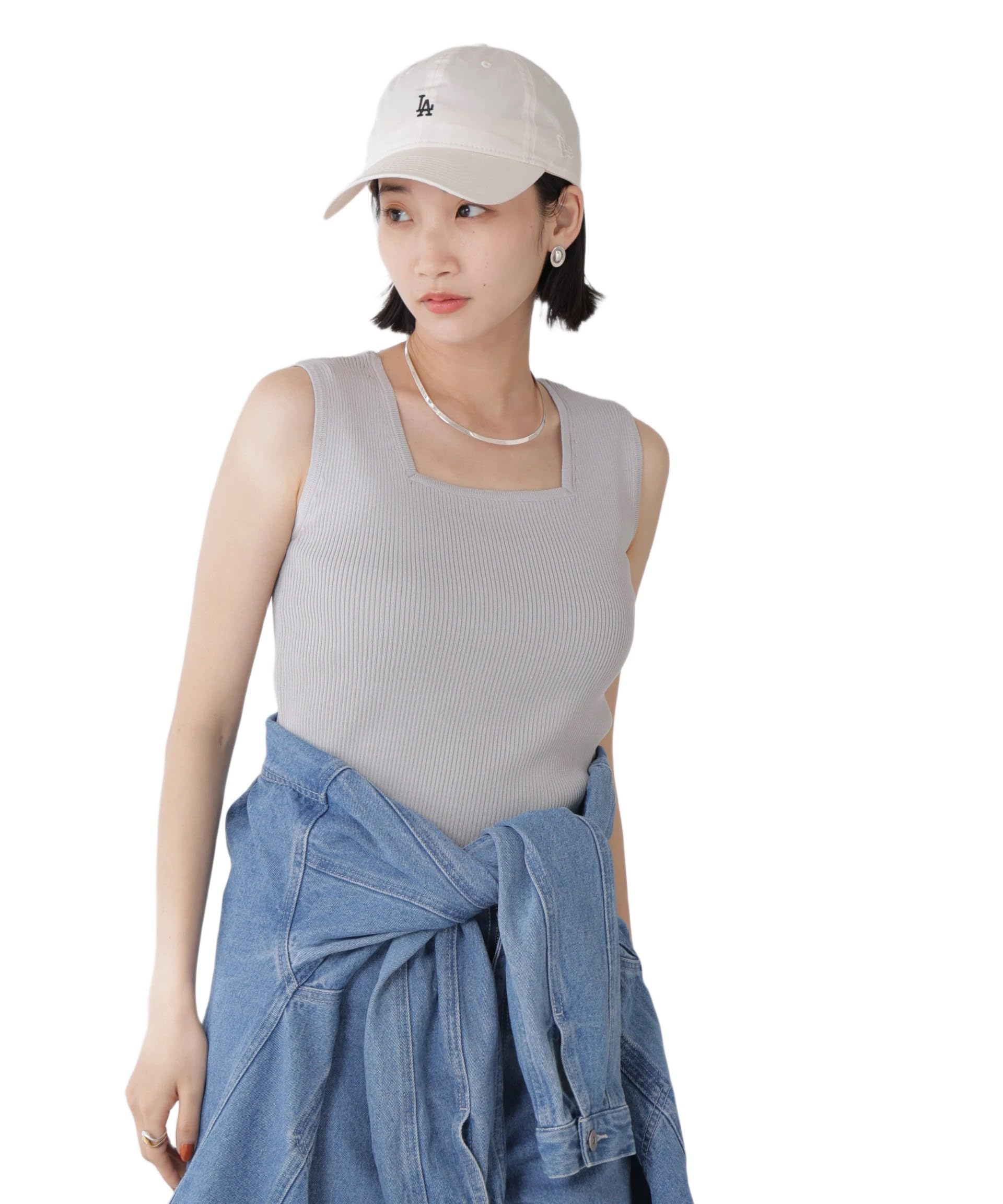 

Майка в рубчик с квадратным вырезом горловины Nano Universe, размер F, женская, двусторонняя и топ, серая, 020, 673-5222312