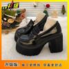 Increase British Style High Heel Thick Heel Women's Single Shoes Women's Outer Wear 2025 Spring and Summer Fashion Platform French Retro Single Shoes