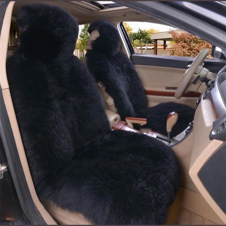Ciepłe pluszowe pokrowce na siedzenia samochodowe Uniwersalne Długie Futro Wełniane Poduszka Ochronna na Przednie Siedzenie Samochodowe Mata do Akcesoriów Samochodowych Ochraniacz na Siedzenie Samochodowe