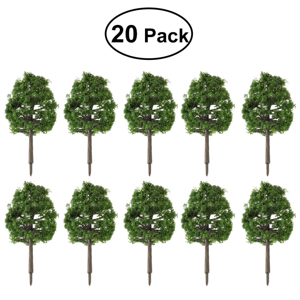 WINOMO Tree Model Model Trees for Miniature Educational Set of 9cm Trees, Railways, Buildings, Gardens, Landscapes, - 20, Approx. (Dark Green)