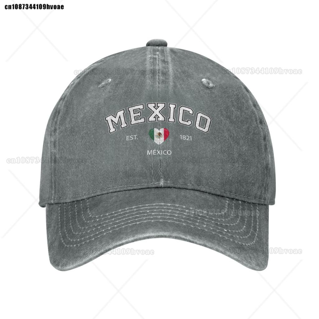 Mexico Flag Caps EST Retro Cowboy Washed Baseball Caps FeUnisex Sport Denim Sunscreen Hats Spring Summer Cap Unisex Trucker Cap