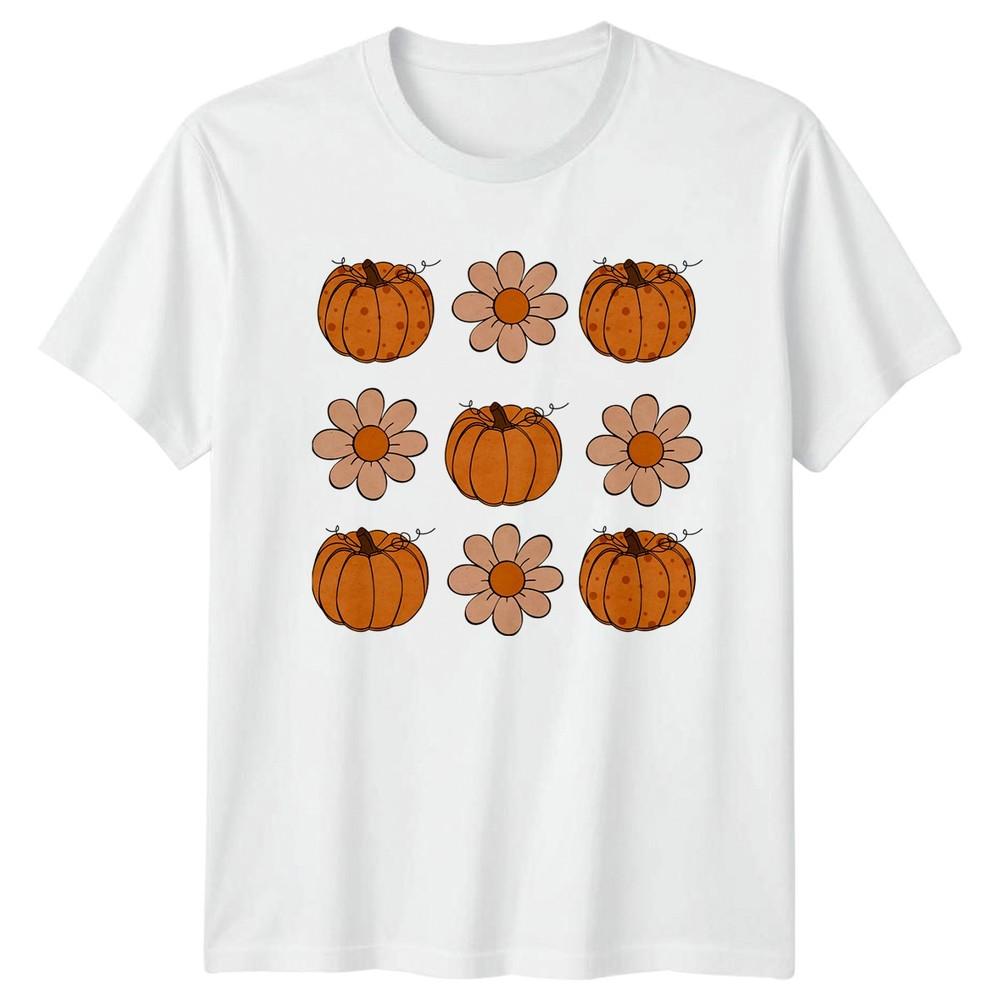 Retro Pumpkins And Flowers TShirt Retro Floral Autumn Gift For Him And Her S
