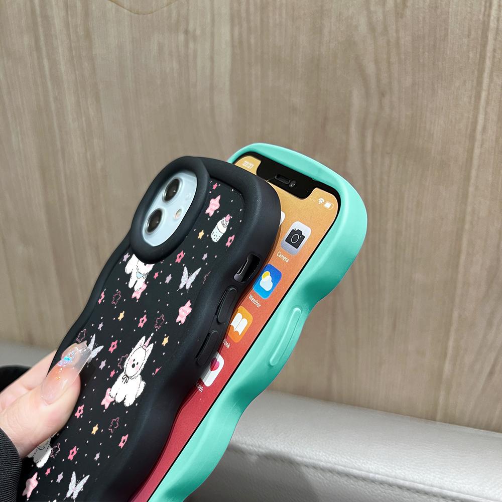 Funda de silicona suave con borde de ola grande y patrón pintado, color macarrón, a prueba de golpes, protectora de goma para iPhone, Huawei, Honor, Infinix y Tecno.