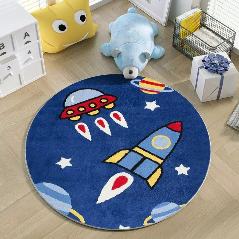 Round Cartoon Plush Carpets Cute Children's Room Decoration Rug Large Area Living Room Rugs Bedroom Bedside Carpet Washable Mats