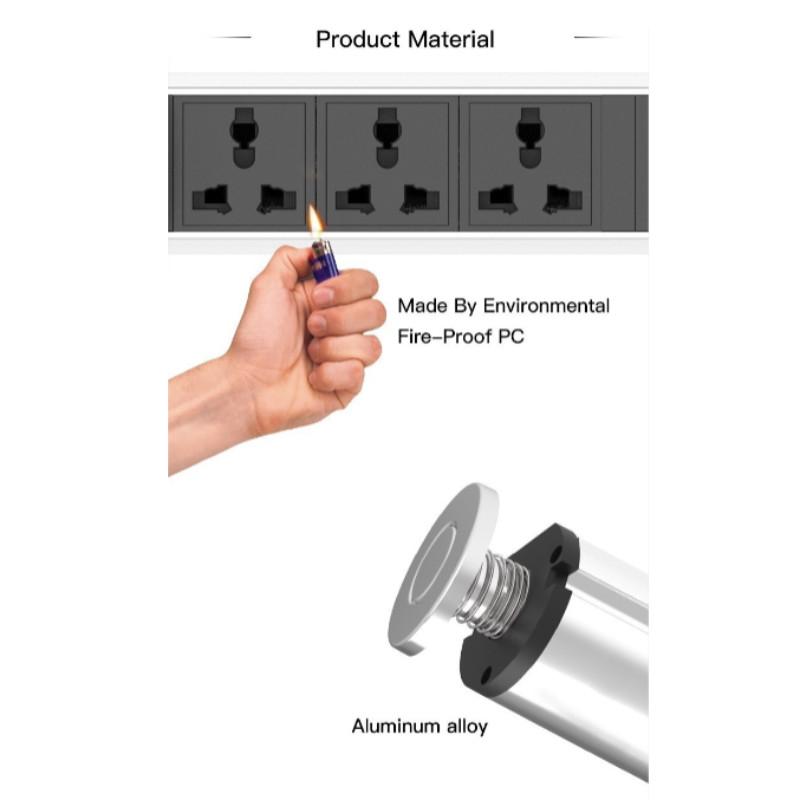 3 Way Electrical Plug Universal Power Outlets USB Charging Port Home Extension Power Socket Hidden Tabletop Pop Up Sockets