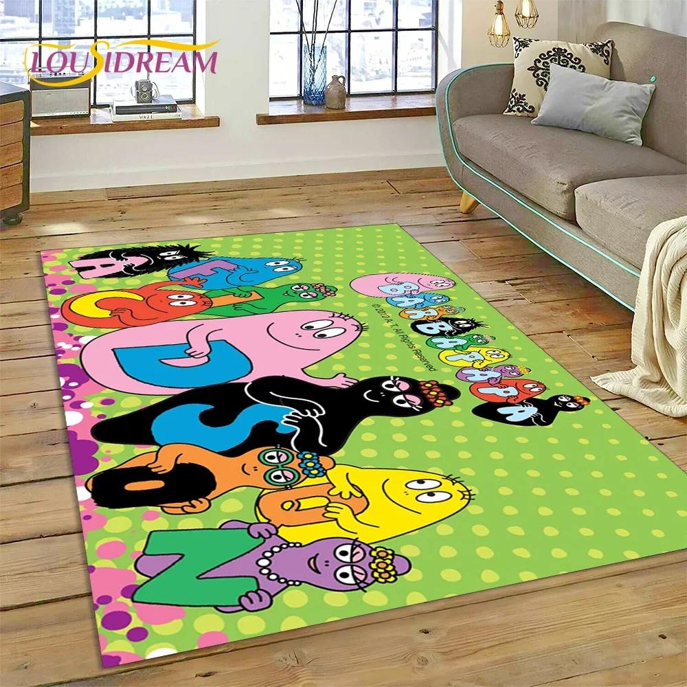 Cartoon Les Barbapapa Family Carpet Rug for Bedroom Living Room Home Sofa Decoration,Children Game Large Decor Floor Mat Gift