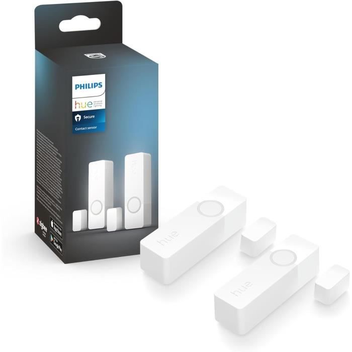 Capteurs de contact - Philips Hue - Secure - x 2 - Porte ou fenêtre - Installation facile - Contrôle depuis l'application - Blanc