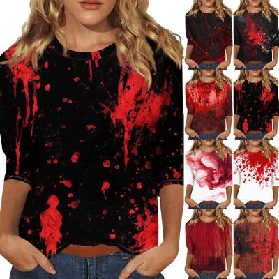 Damesmode casual ronde hals 3/4 mouw los bedrukt T-shirt dames top