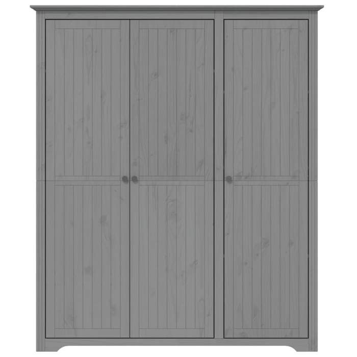 VidaXL Garde-robe, Armoire à Vêtements, Placard de Vêtements, Meuble de Rangement, Organisateur de Chambre, Gris Bois Massif 355064