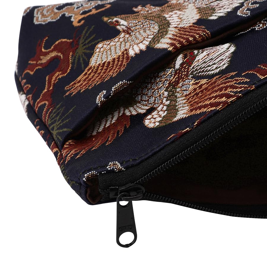 Senshishuin Nishijin Brocade Pouch (Lined) Navy Blue Washimatsu (Small)