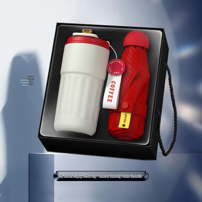 

Custom Corporate Gift Set: Branded Coffee Cup & Trendy Umbrella for Client Souvenirs