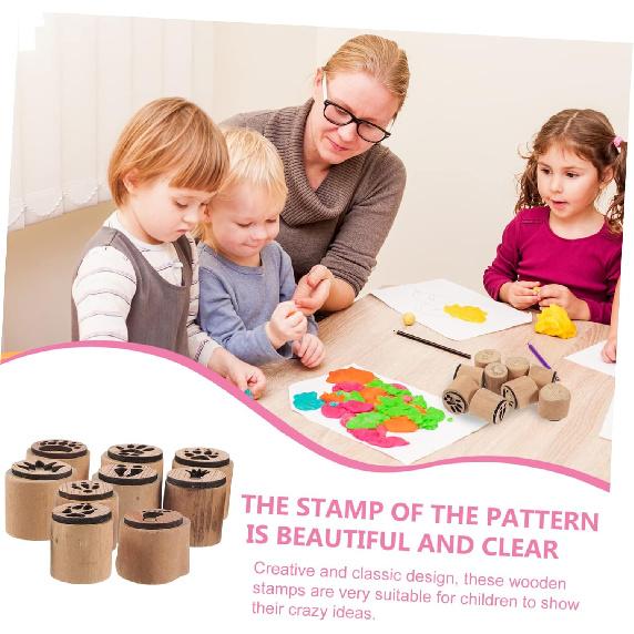 NUOBESTY Round Wooden Paw Print Stamp Set - Decorative Woodland Animal Stamps - Mini Handmade