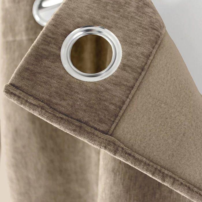 Rideau Thermique - Velvet Taupe - 140 x 260 cm - Doublure Polaire - 8 Œillets Métal