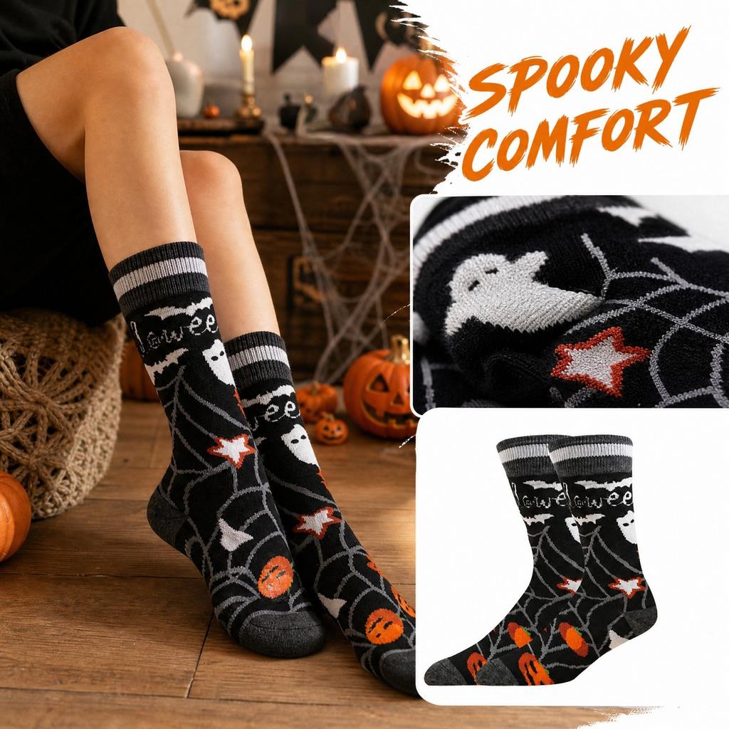 Mid-Calf Socks Halloween Pattern Warm Breathable for Fall Winter
