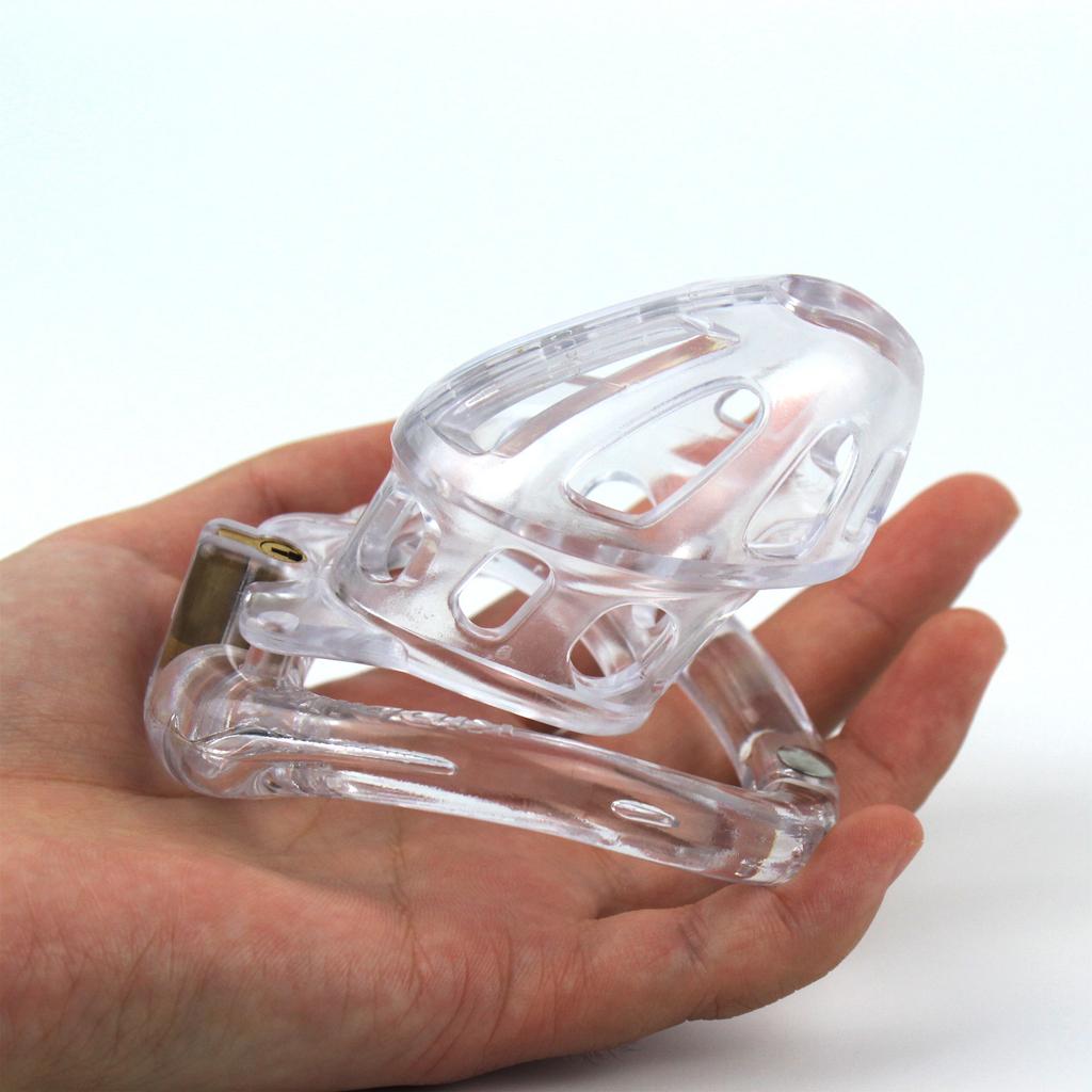 Manyjoy Plastic Chastity Bird Cage Male Locking Chastity Belt Device with 4 Penis Rings Restraint Penis Lock Sex Toy for Men Gay