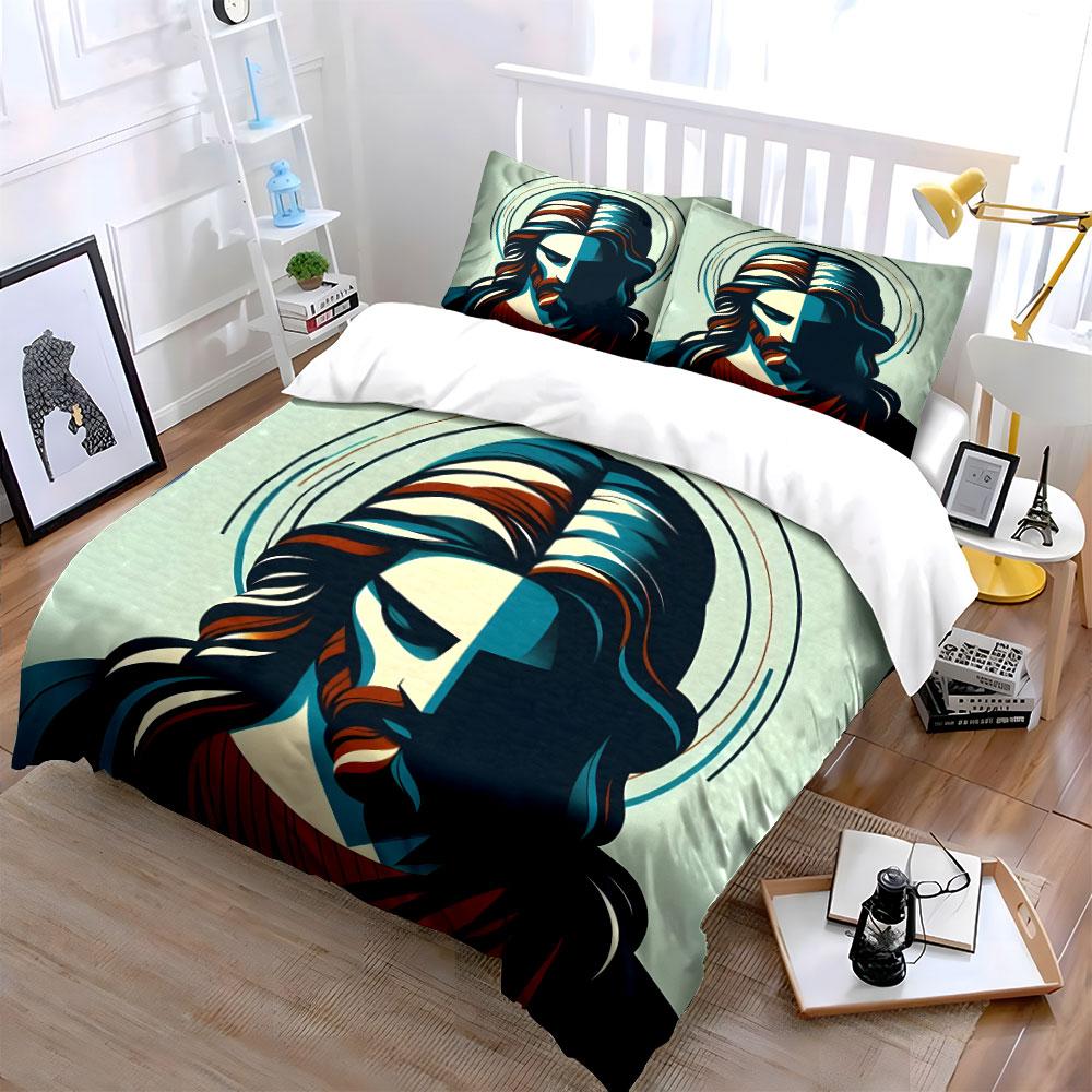 Jesus Christ Face Illustration. Bedding Sets Duvet Cover Sets Duvet Covers Pillowcases(1 * Duvet Cover 2 * Pillowcases, Without Duvet Insert)