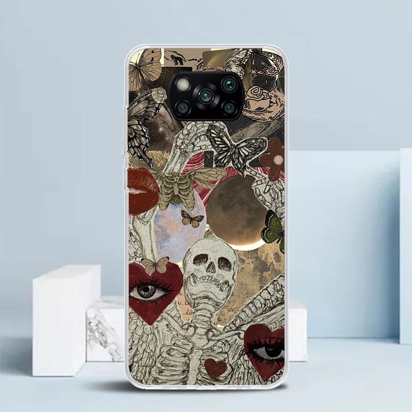

Retro Skull Butterfly Phone Case For Xiaomi Poco F7 Ultra X5 X6 X7 Pro M7 Redmi 15C 15 13C 13 12C 12 10C 10 10A 9 9C 9A 9T Cover Redmi 12C