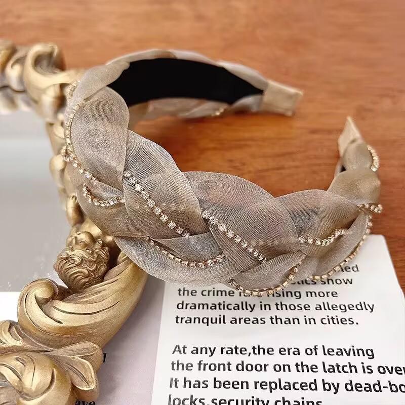 Women's Luxury Mesh Braid Headband, 2025 Fashion Style, High Crown, Daily & Outer Wear.