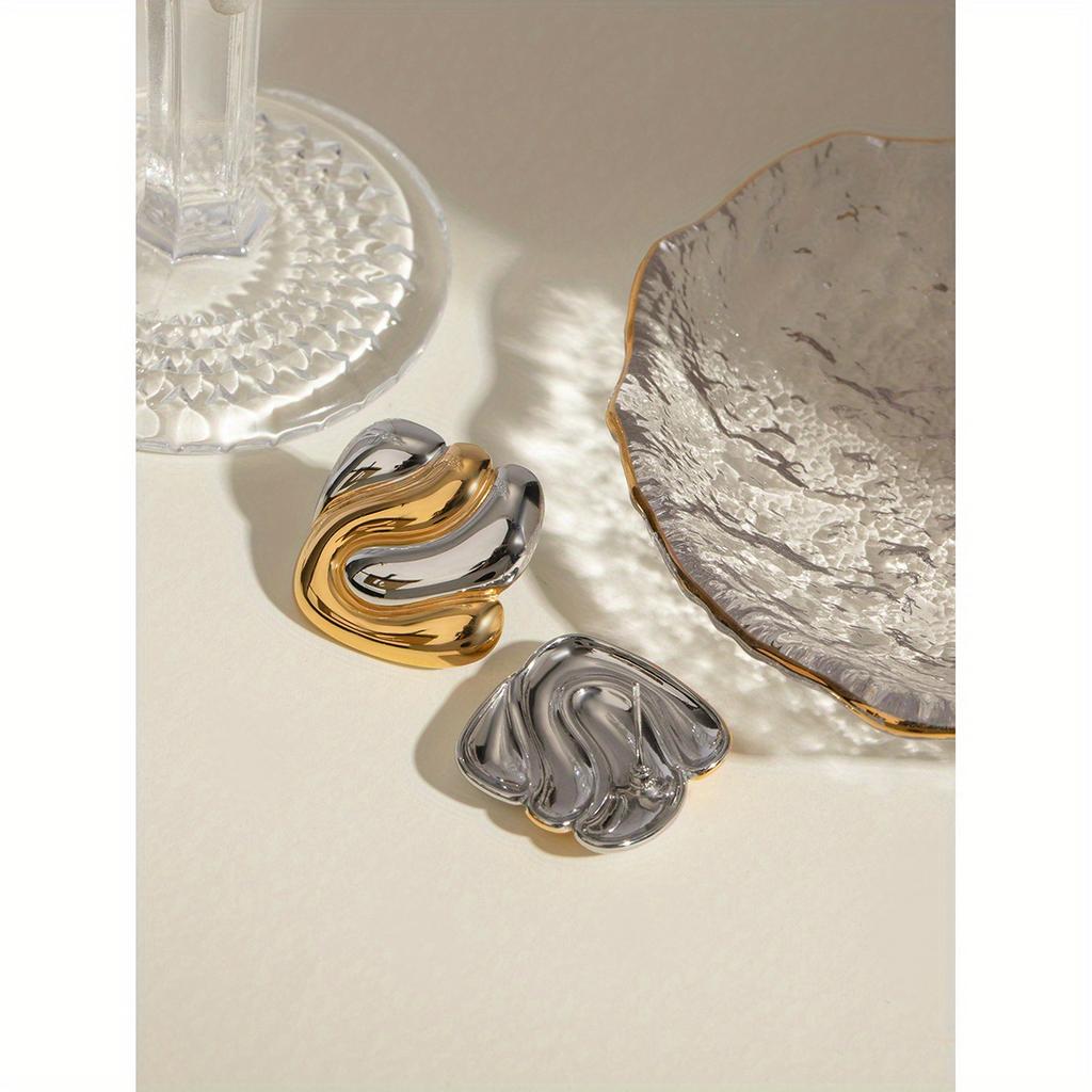 Boucles d'oreilles de style INS à personnalité exagérée, boucles d'oreilles concaves convexes à assortiment de couleurs irrégulier, accessoires de bijoux pour femmes à la mode et cool.