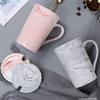 Marble Mug Ceramic Cup Gift Box Coffee Cup Couple Creative Water Cup with Lid Spoon