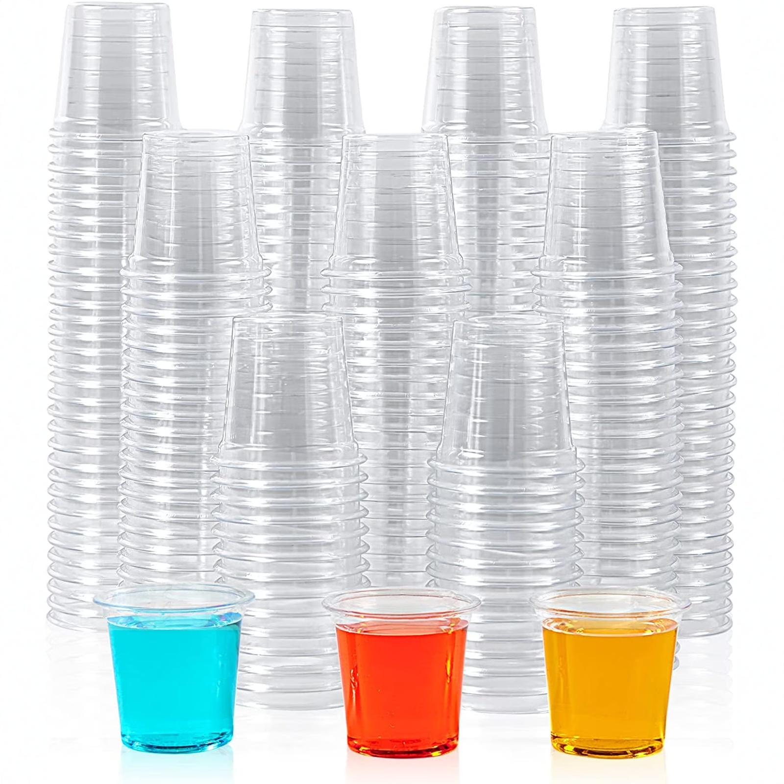 

100 PACK 1 Oz Plastic Shot Glasses, Clear Disposable Party Cups For Vodka, Whiskey, Tequila, Plastic Containers For , And Sample Tasting One Size