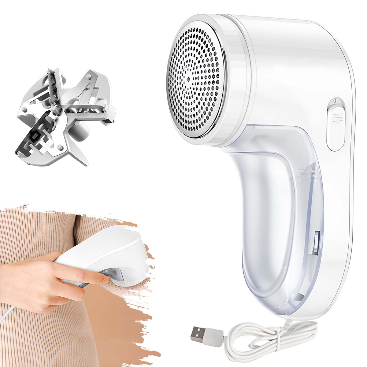 

USB Cable Power Supply Standard Model Hair Ball Trimmer, Shaver, Hair Beater - Ball Remover белый