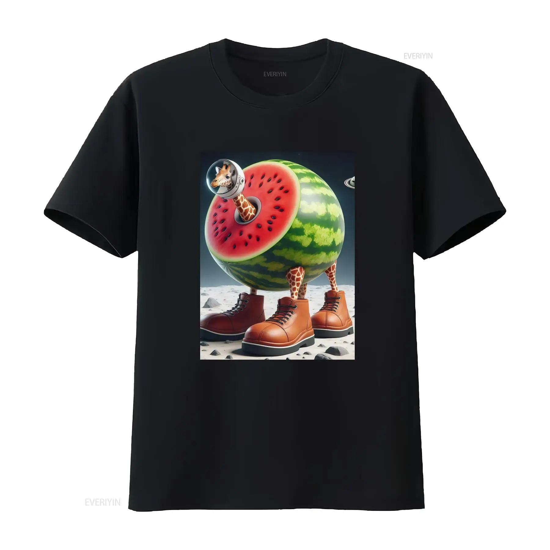 

Giraffa Celeste Italian Brainrot T Shirt Fantasy Art Apparel with Unique Watermelon Moon Space Suit Design for Giraffe Lovers... S