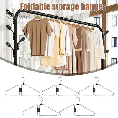 Innovative Folding Hanger 1/5Pcs Clothes Hangers Rustproof Strong Load-bearing Wardrobe Storage Solution Wide Application Collapsible Travel