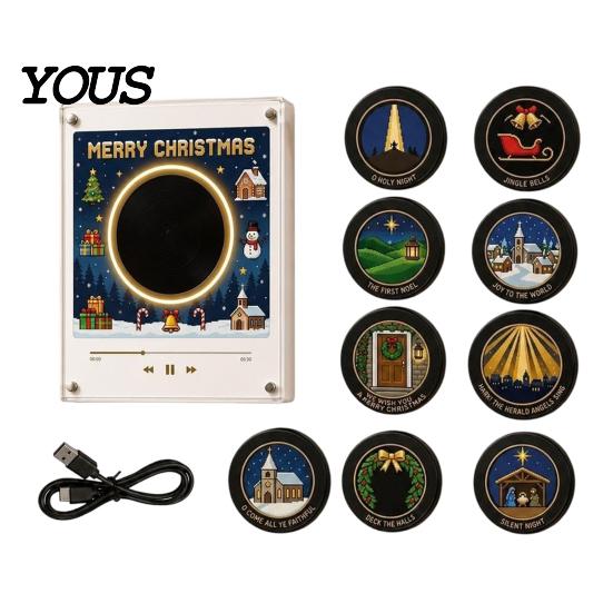 Customizable Audio Message Player Programmable Vinyl Record Fridge Magnet with 9 NFC Music Records, Retro Aesthetic Magnetic Personalized Sound