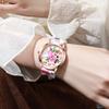 5PCs/Set Women's Silicone Printed Watch Fashion Casual Personalized With Floral Dial Classic Trendy Quartz Watch Combination Set