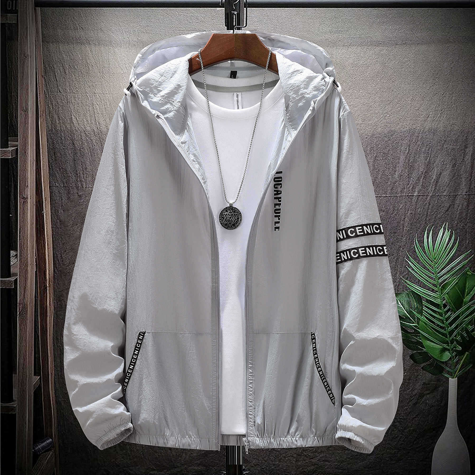 

Мужская летняя солнцезащитная куртка тонкая модная одежда 9XL белый