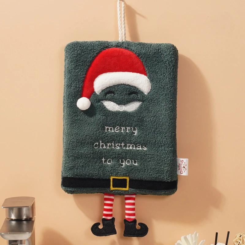 

Christmas Hand Towels Kitchen Cloth Housewarming Xmas Decoration Dish Towel Home Holiday Cloth Gifts for Man Woman зелёный