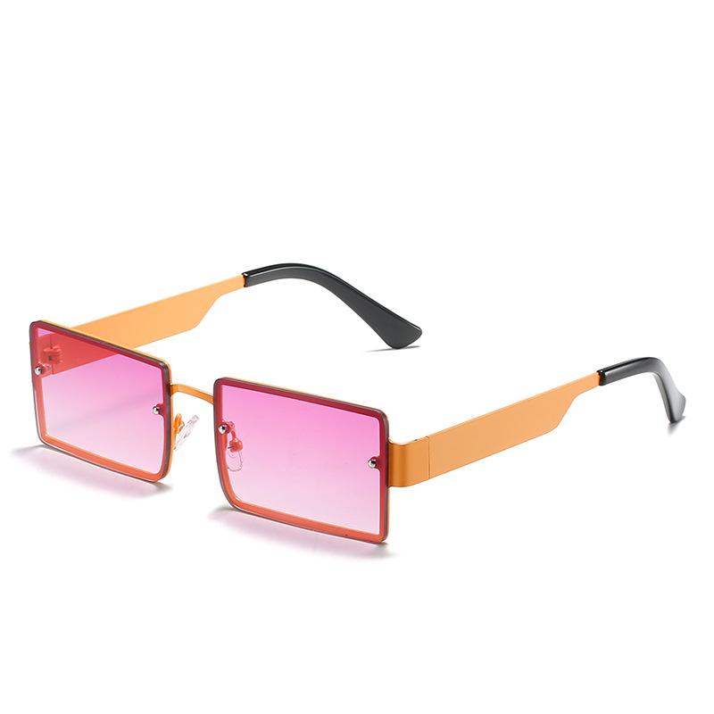 Square Sunglasses European And American Trend Metal Wide-Leg Square Glasses Personalized Multi-Color And Colorful Sunglasses