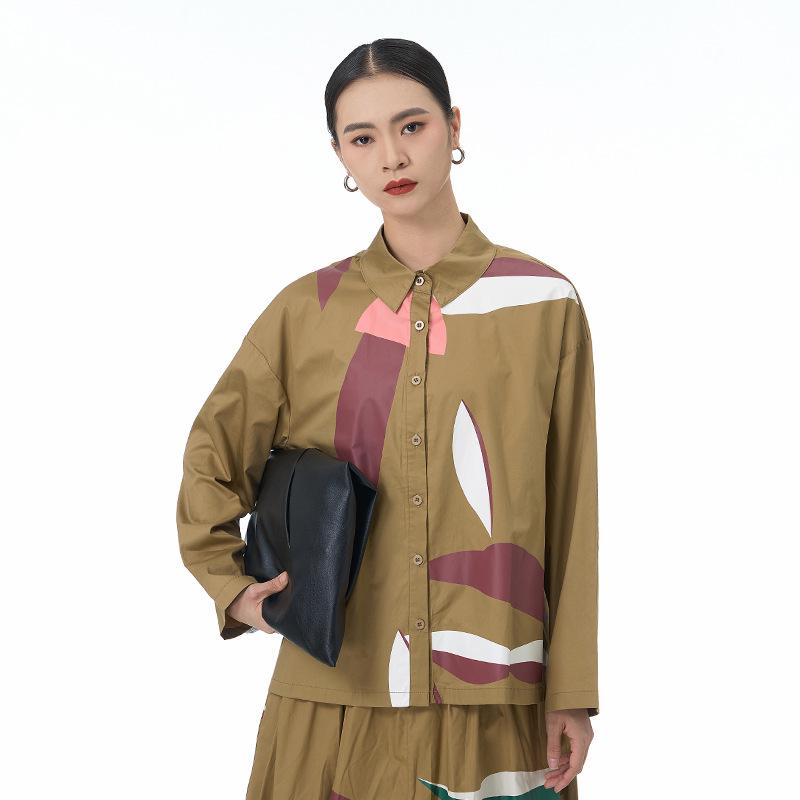 

2026 Spring Women s Casual Korean-Japanese Pure Cotton Long-Sleeve Plus Size Slimming Shirt One Size хакі