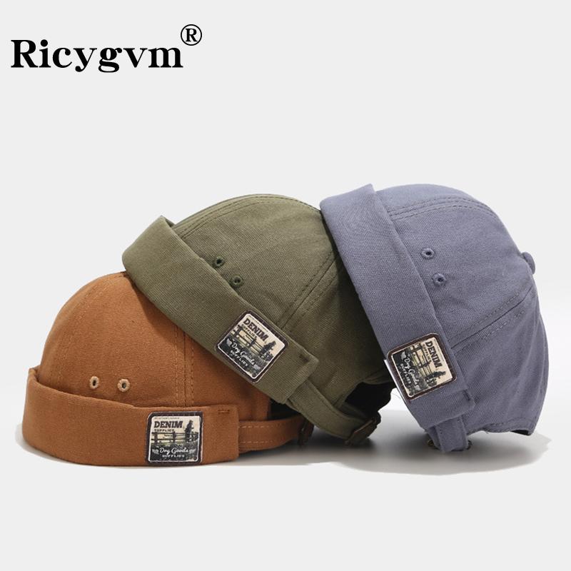 Ricygvm Dome Melon Cap Men Women Fashion Vintage Brimless Hat Hip Hop Landlord Hat Unisex Skullies Beanie Solid Color Docker Cap