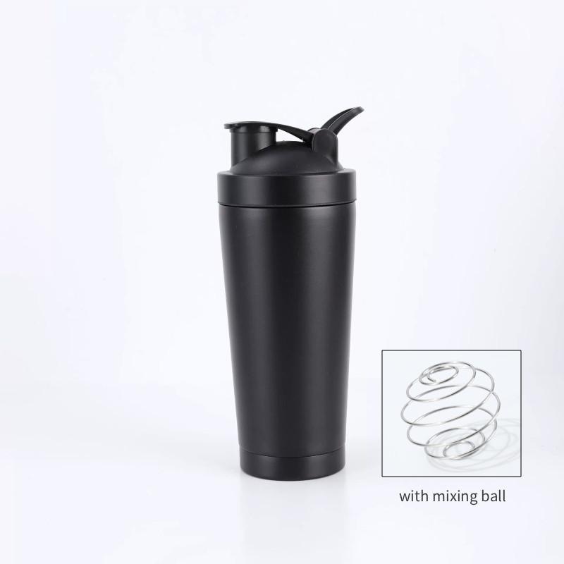 Double Layer Stainless Steel Shaker Bottle With Mixer Ball For Fitness Enthusiasts