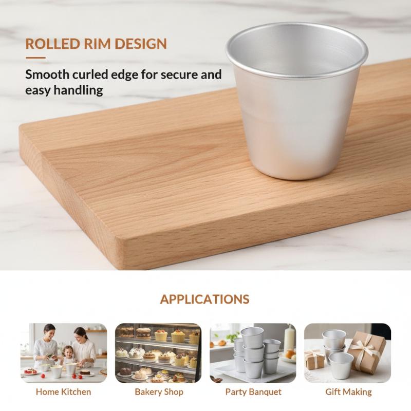 1Pc Optional Size Pastry Pudding Mold Decorating Tool Nonstick Baking Cups Metal Aluminum Pudding Mold Decorating Tool Cake Mold