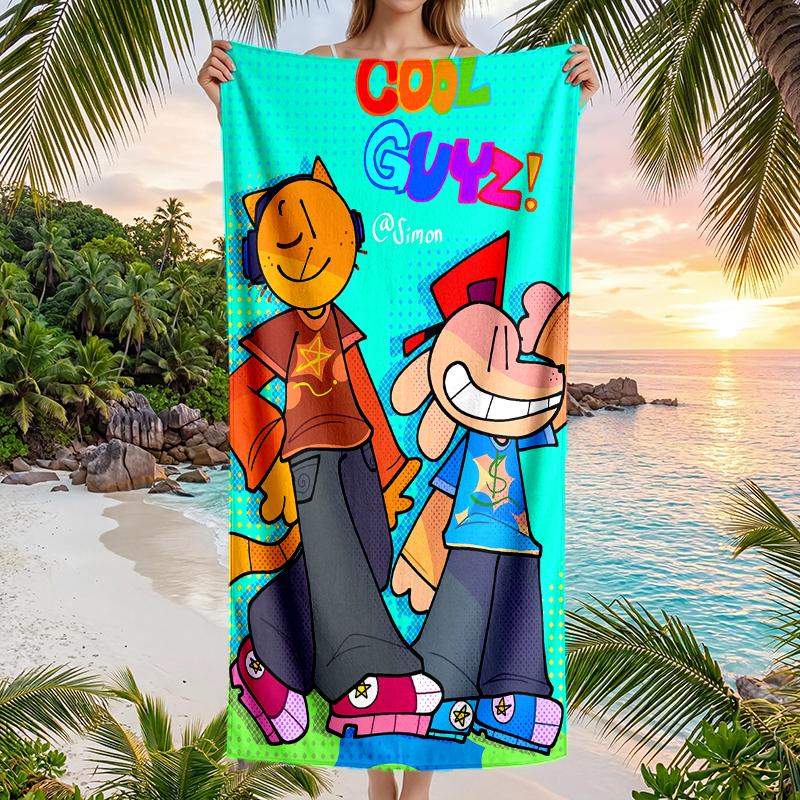 Dog Man Fashion Beach Towel: Ideal for Summer Adventures Soft, absorbent and quick drying suitable for swimming and bathing