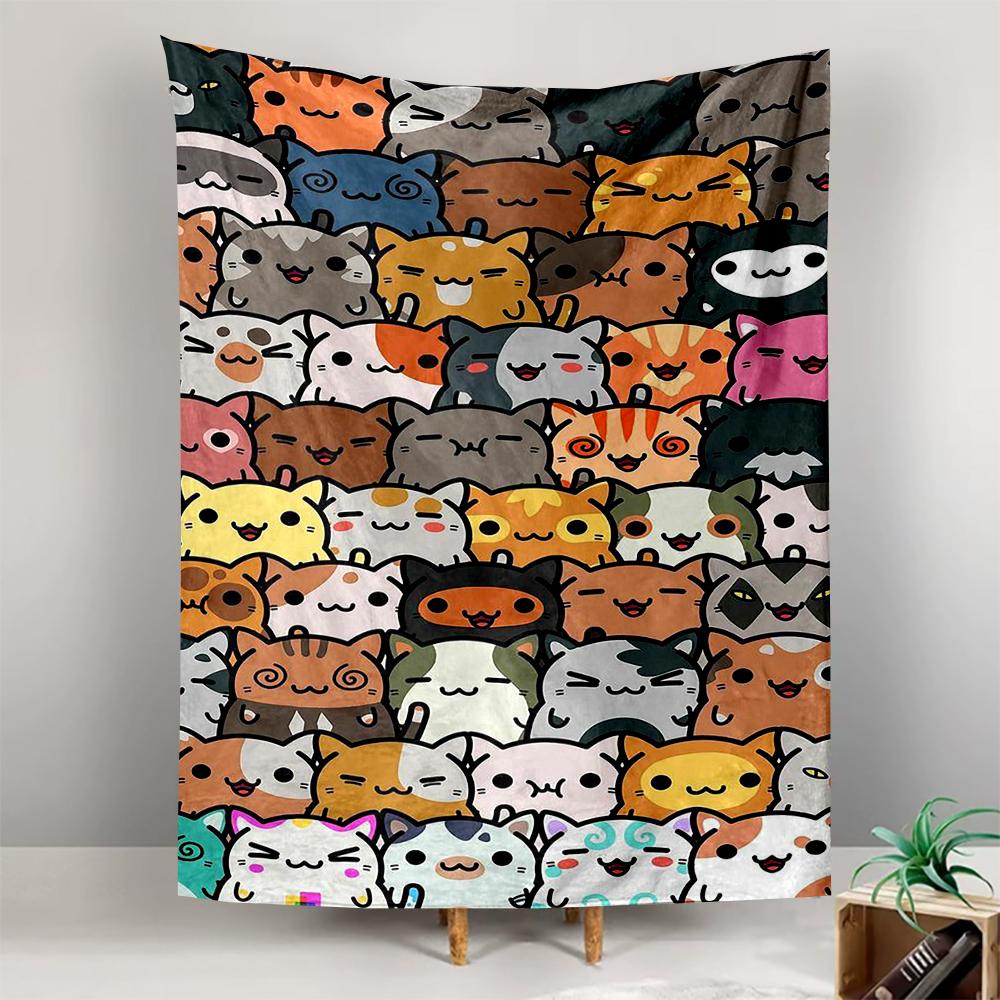 Cute cartoon cat faces colorful patterned tapestry for bedroom living room home decor sofas