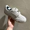 Sheepskin version~ Korean niche leather Velcro round head German training shoes women's leisure sports style flat-bottomed versatile board shoes