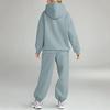 2 pezzi/set da donna, top sportivo, pantaloni, set con cappuccio, manica lunga, colore puro, felpa con cappuccio