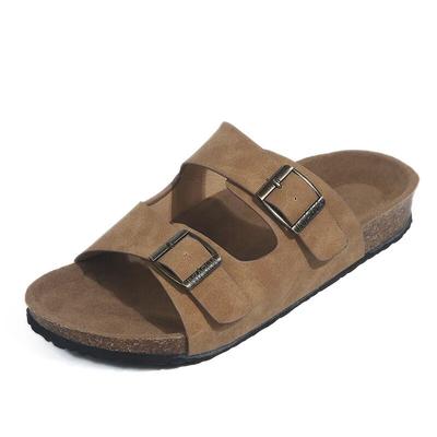 Cheap Summer Woman Sandals Flat Slippers Suede Sandals Cork Sole Slides Casual Flip Flop Beach Slippers Flats Shoes Plus Size 44