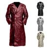 Men's Plus Size Double-Breasted Leather Trench Coat - German Military Style for Autumn/Winter