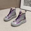 2025 Winter Genuine Leather Shoes Women Snow Boots Non-slip Height Increasing 4.5cm Warm Women Ankle Boots Black White