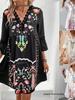 Women's Summer V-Neck Lace Patchwork Casual Printed Dress