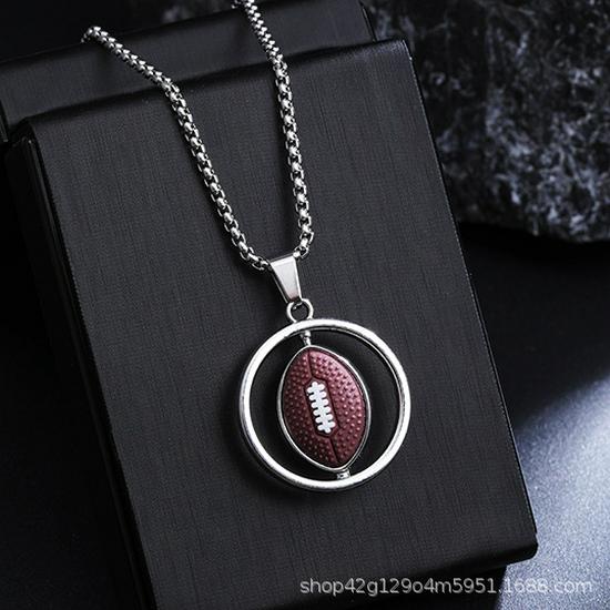 Европейско-американское креативное спортивное подвесное ожерелье - Вращающийся дизайн с баскетбольным и футбольным мячом, титановая сталь, цепочка для свитера, подарок